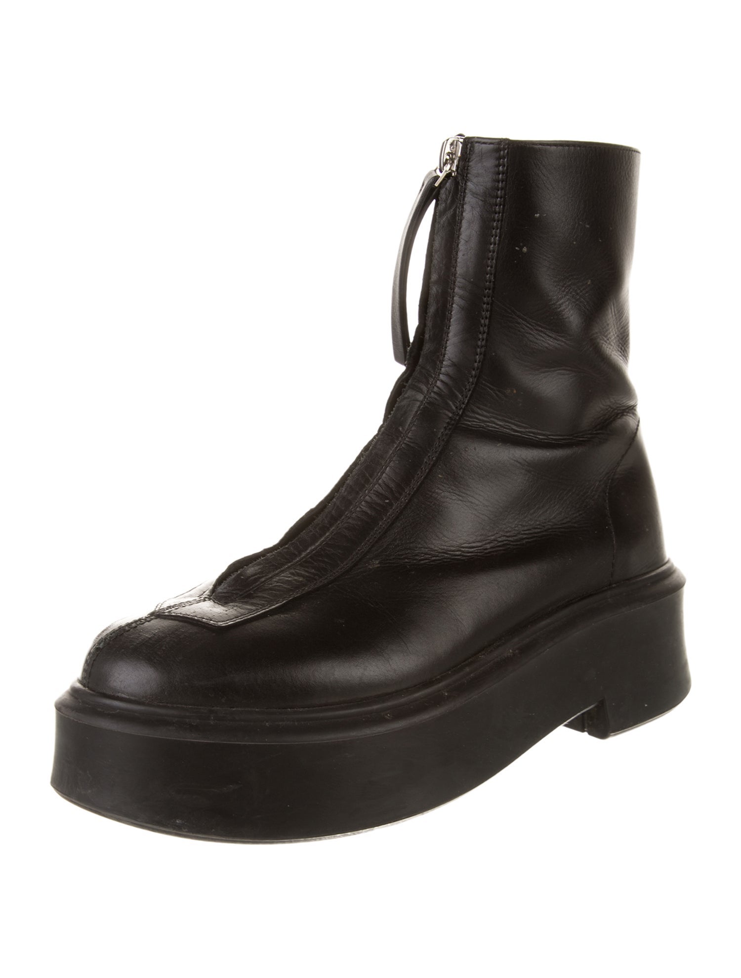 The Row Zipped 1 Leather Combat Boots