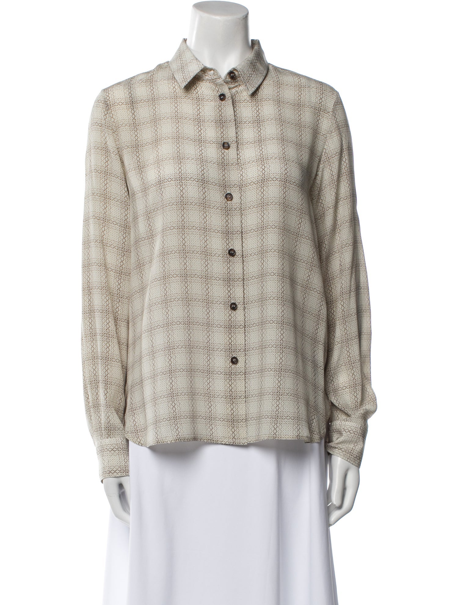 The Row Silk Printed Button-Up Top