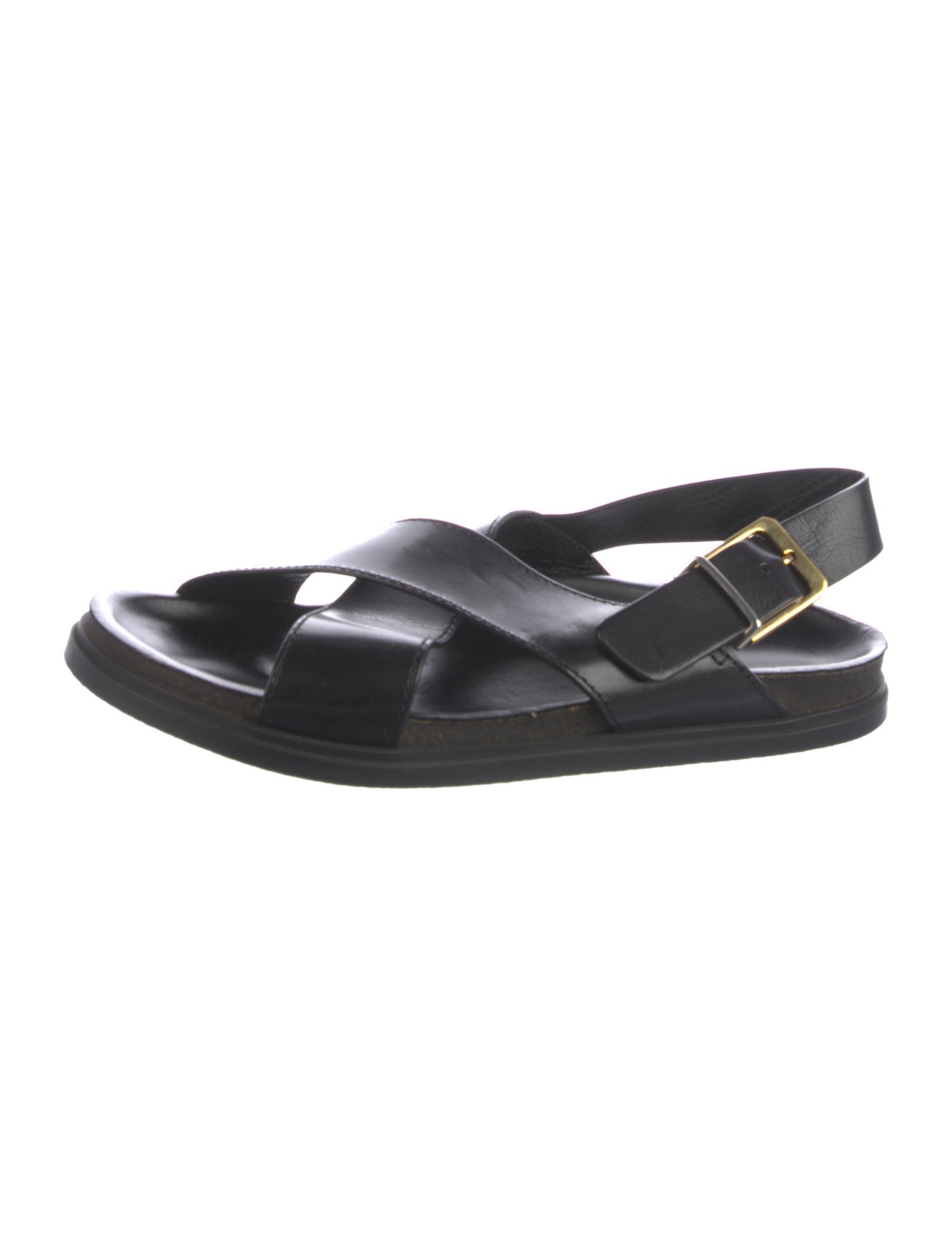The Row Crossover Leather Slingback Sandals