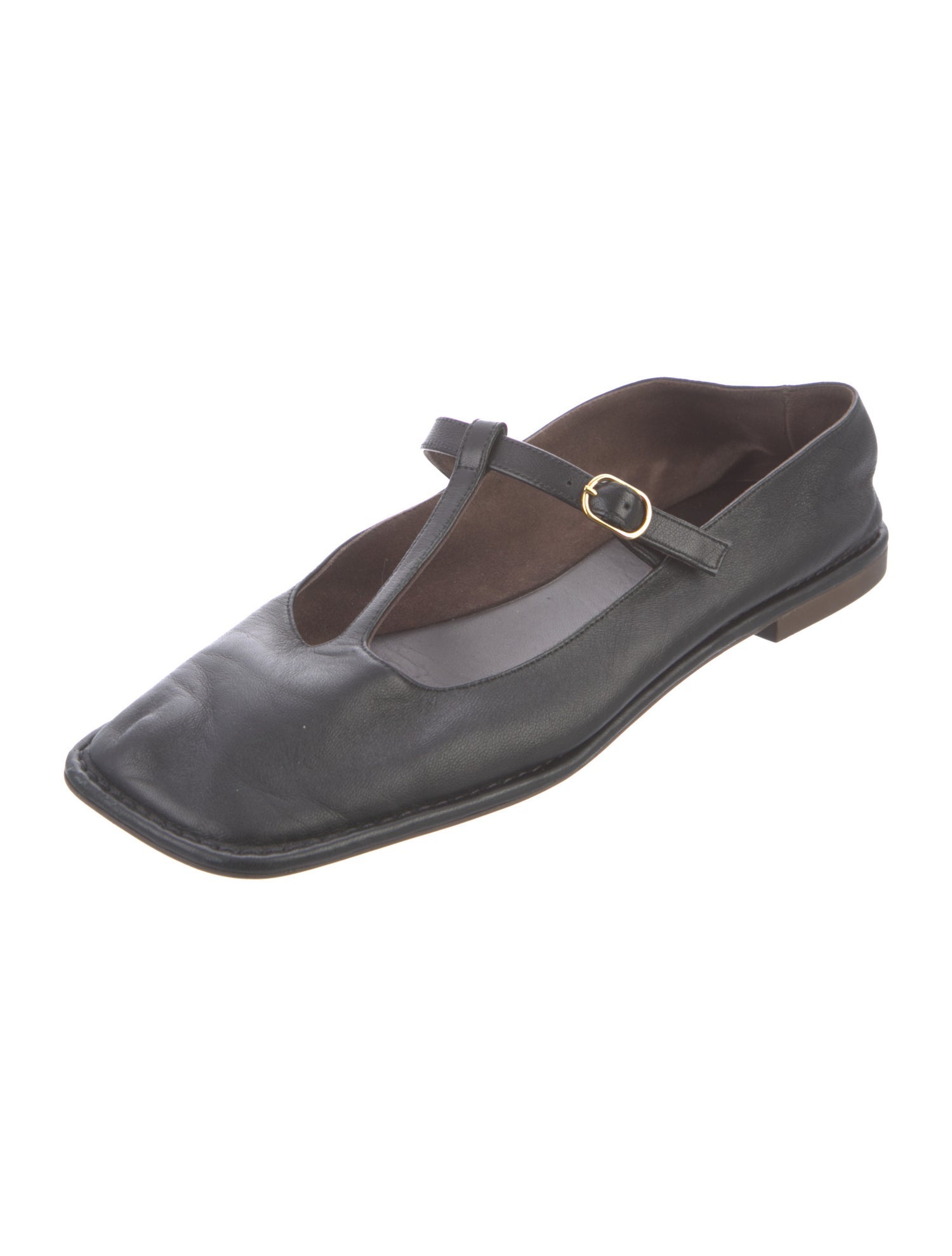 The Row Leather Mary Jane Flats