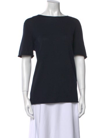 Pre-owned The Row Silk Bateau Neckline T-shirt In Blue
