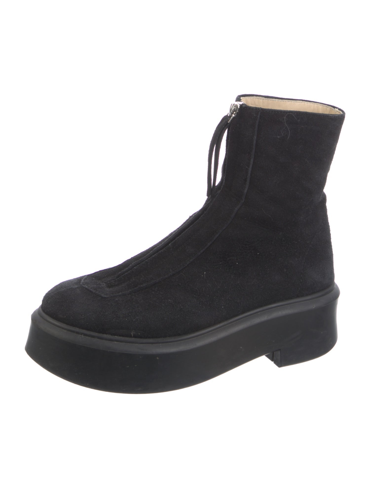 The Row Zipped 1 Suede Combat Boots