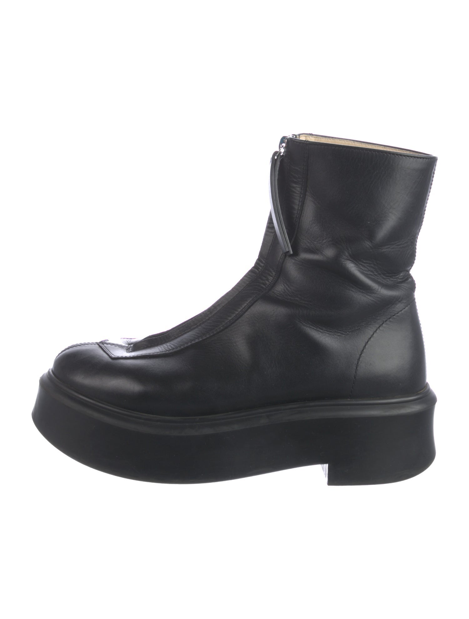 The Row Zipped I Leather Combat Boots