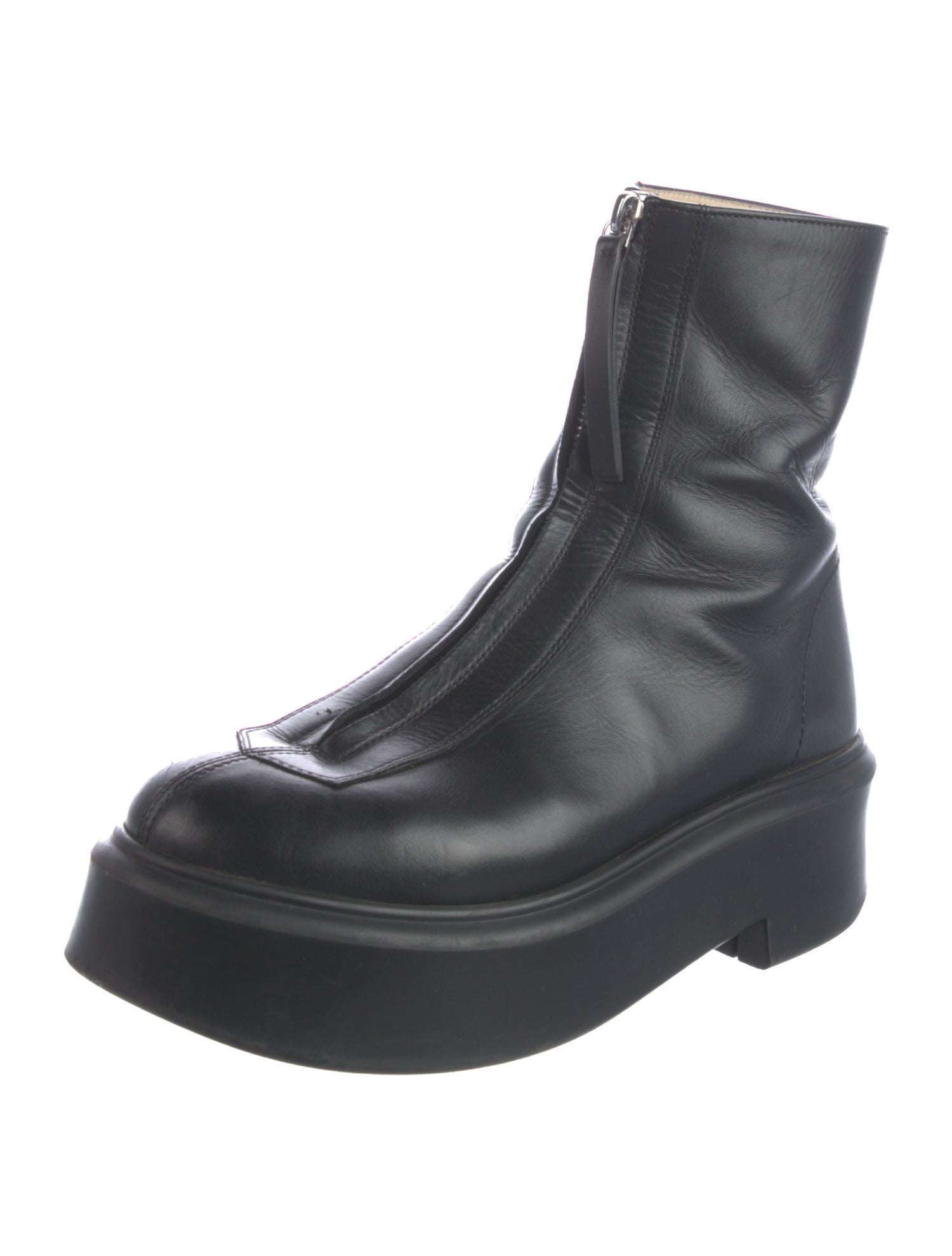 The Row Zipped I Leather Combat Boots