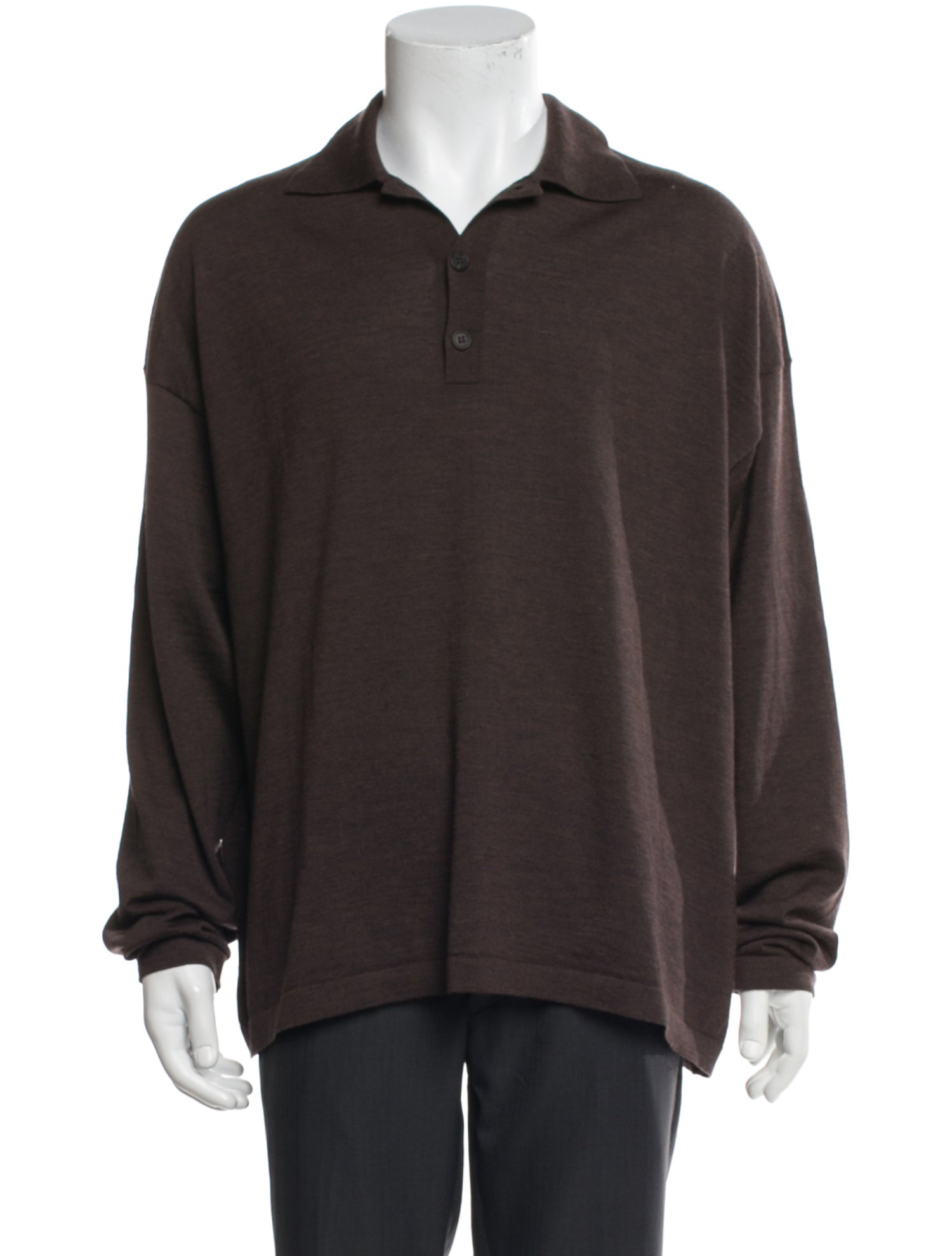 The Row Merino Wool Mock Neck Polo Sweater