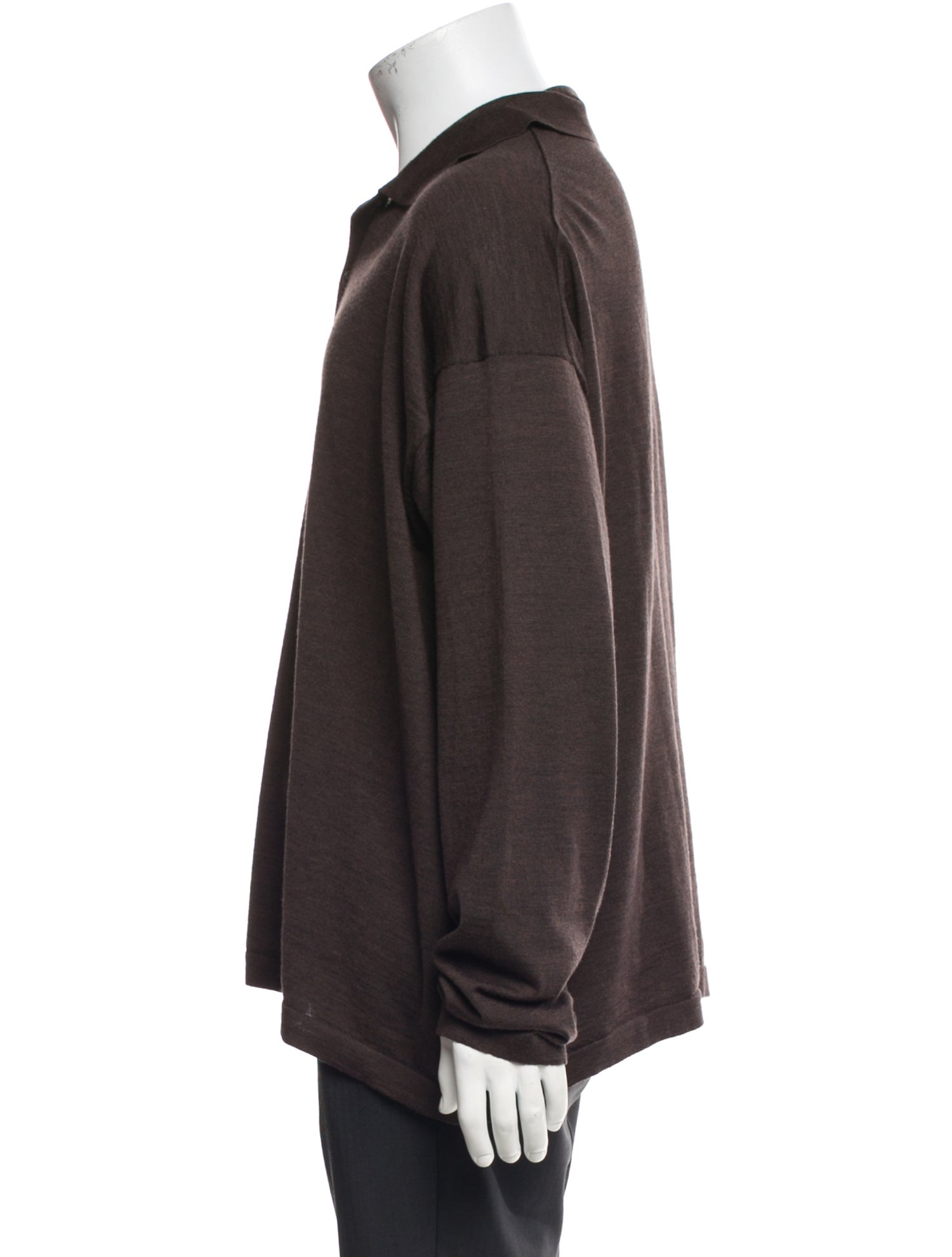 The Row Merino Wool Mock Neck Polo Sweater