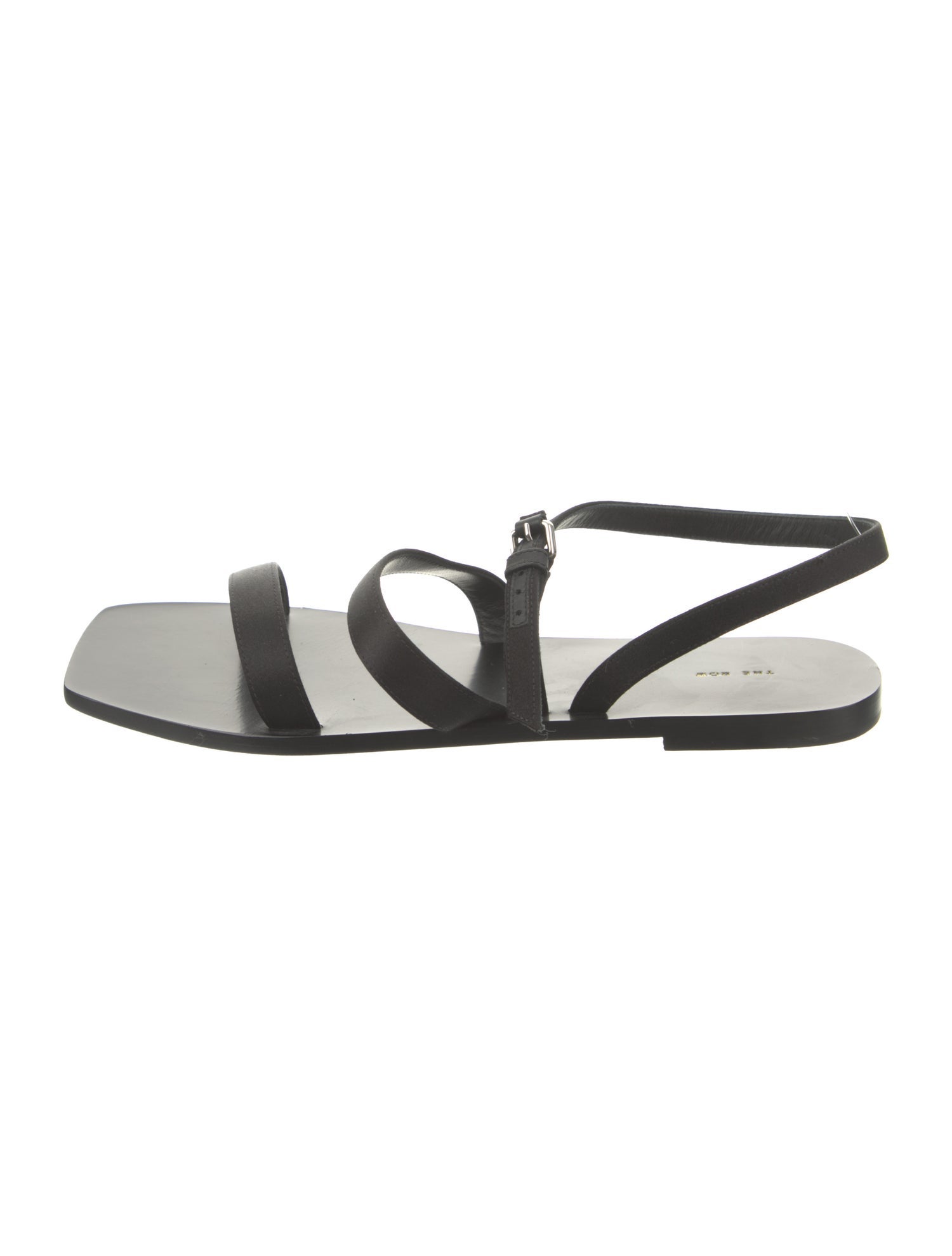 The Row Satin Leather Trim Embellishment Slingback Sandals