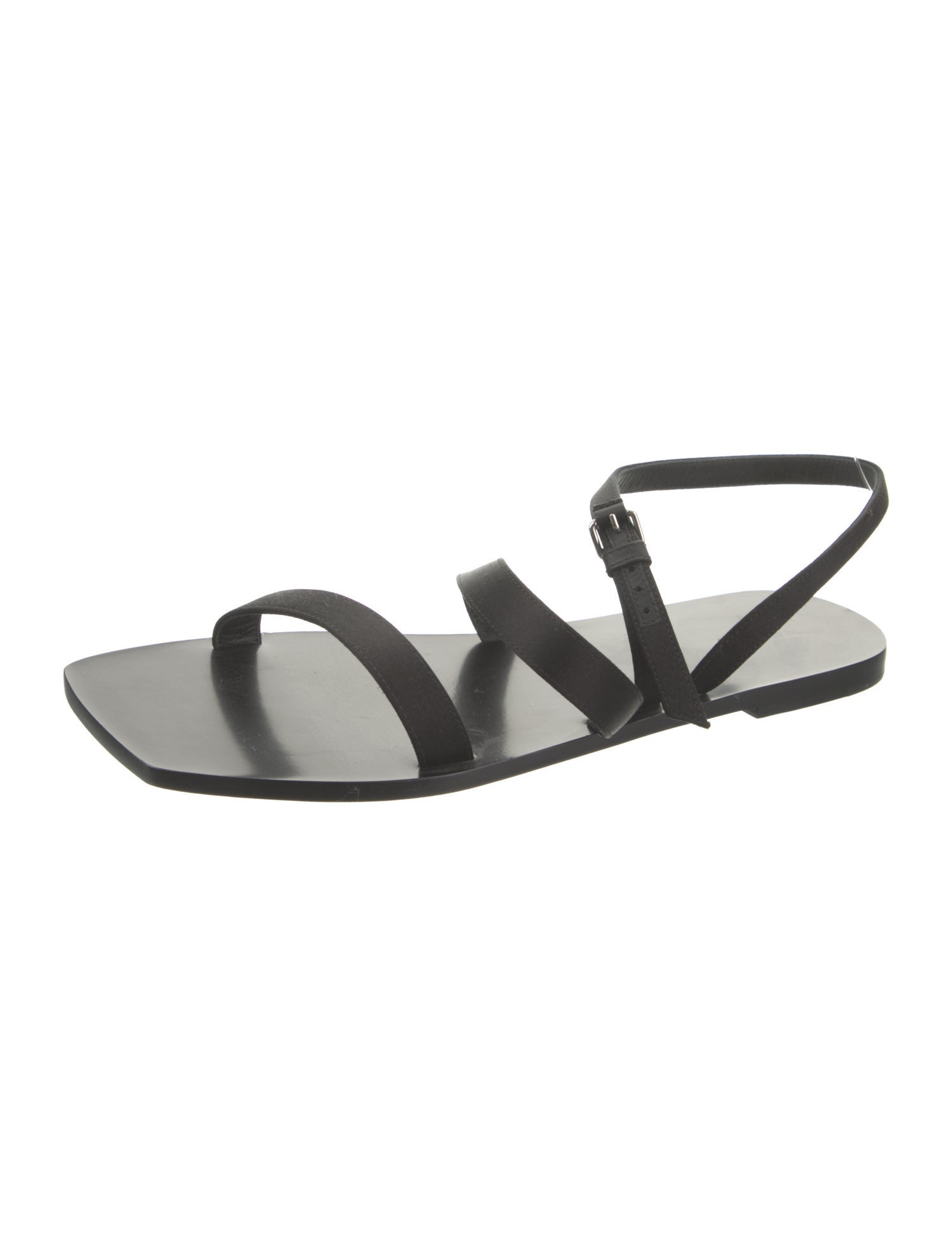 The Row Satin Leather Trim Embellishment Slingback Sandals
