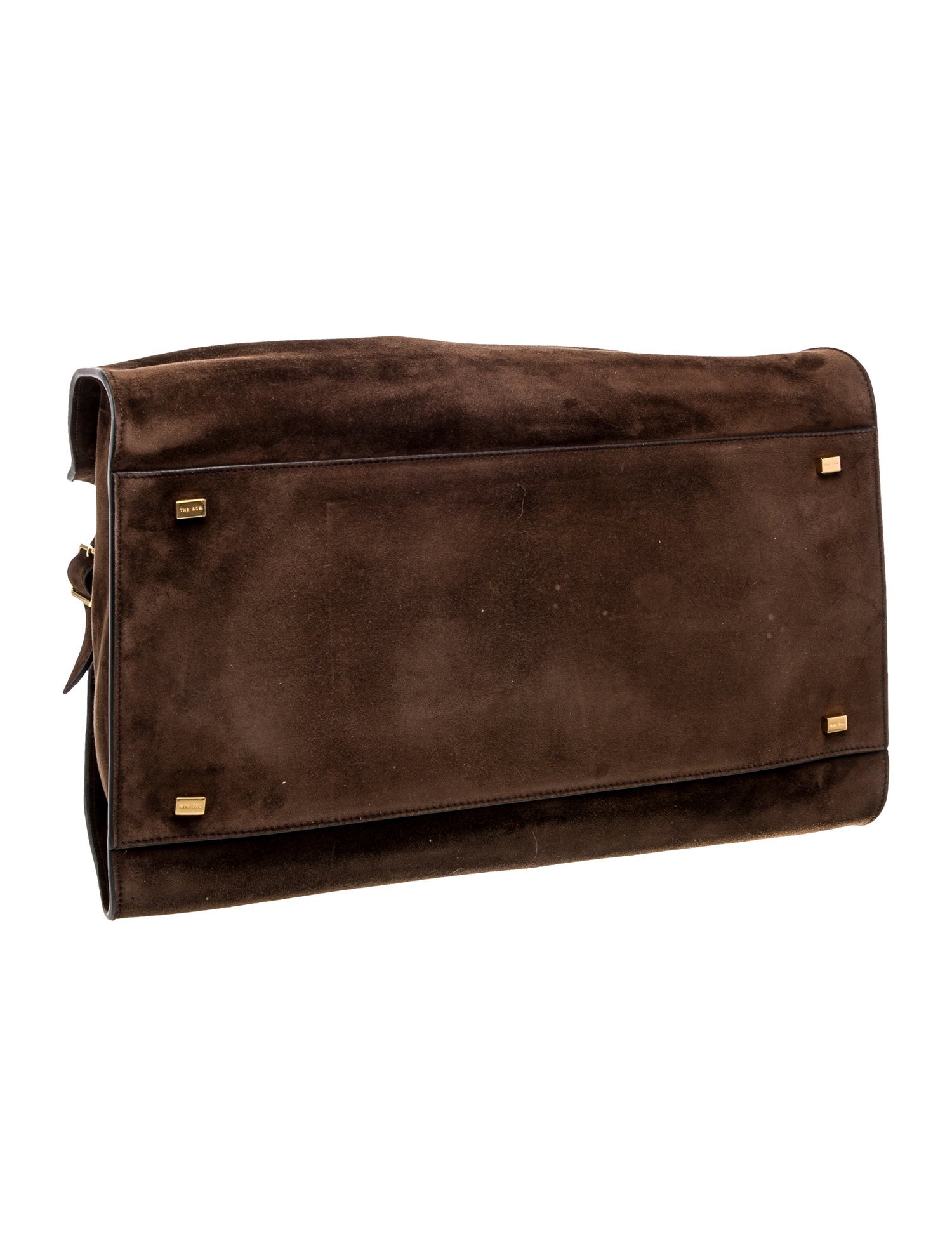 The Row Suede Soft Margaux 15 - Brown Handle Bags, Handbags