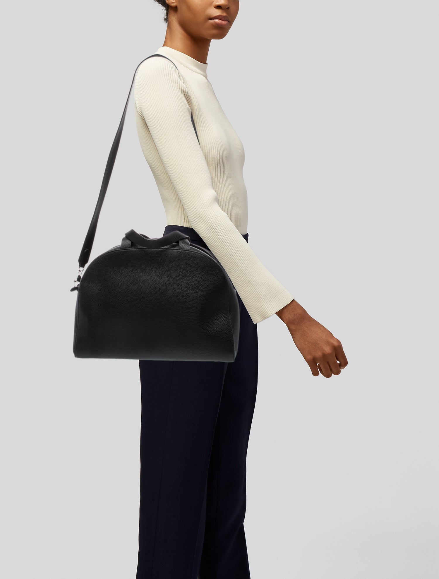 The Row Leather Black EW Bowling Medium