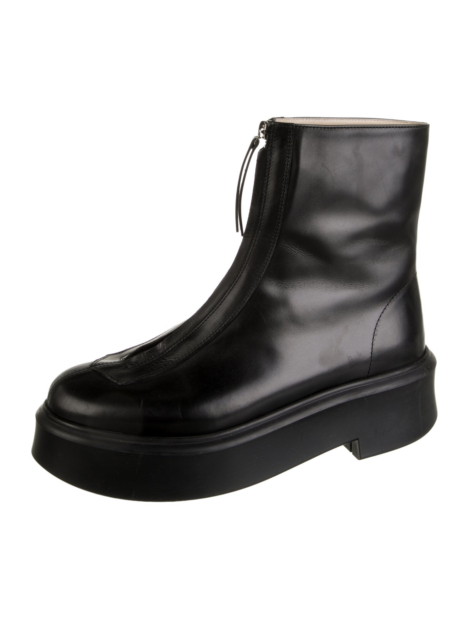 The Row Zipped 1 Leather Combat Boots