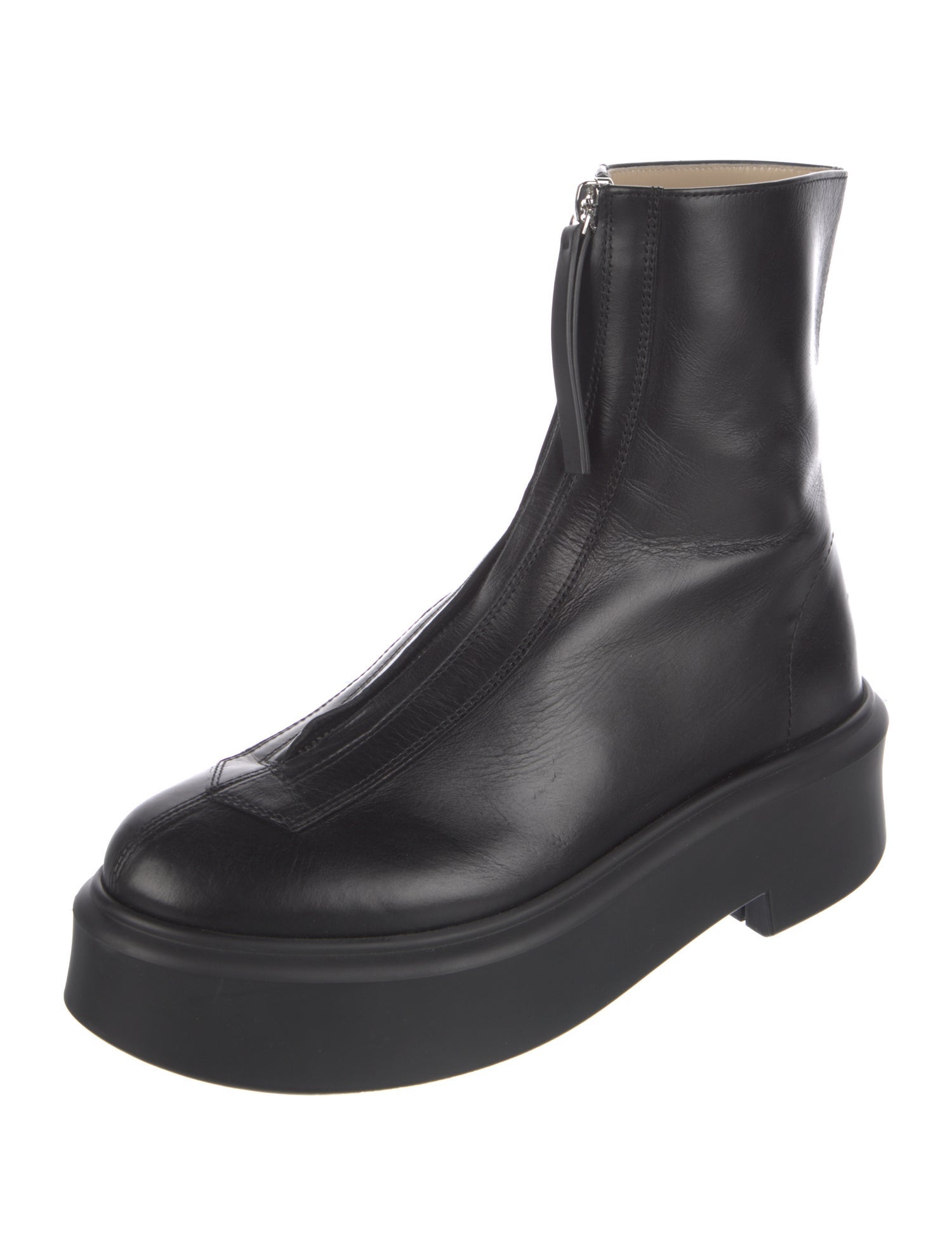 The Row Zipped 1 Leather Combat Boots