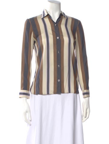 Pre-owned The Row Silk Striped Blouse In Neutral