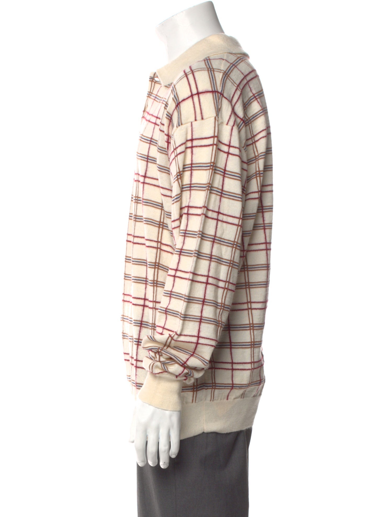 The Row Plaid Print Crew Neck Polo Sweater