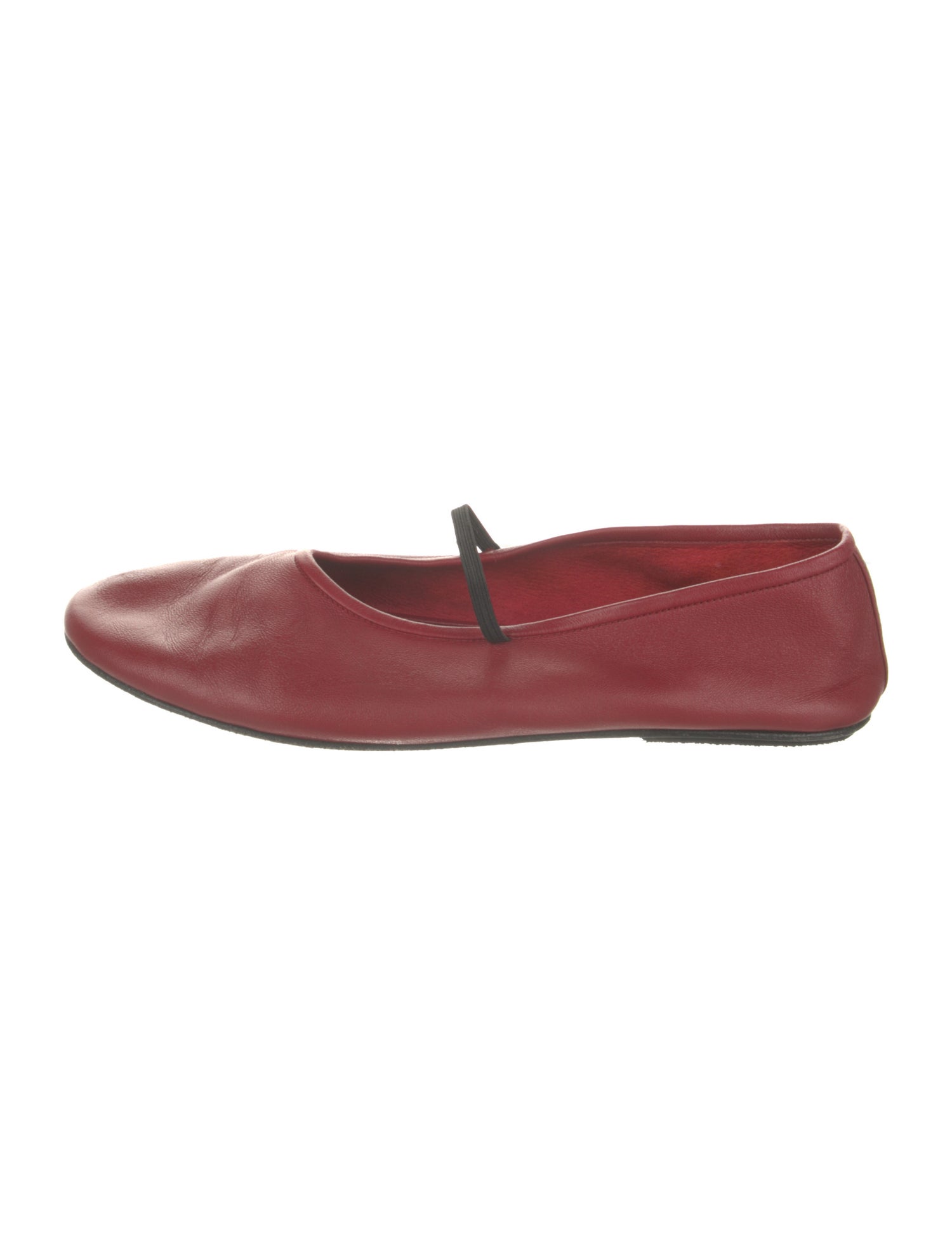 The Row Elastic Ballerina Leather Mary Jane Flats