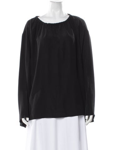Pre-owned The Row Silk Scoop Neck Blouse In Black