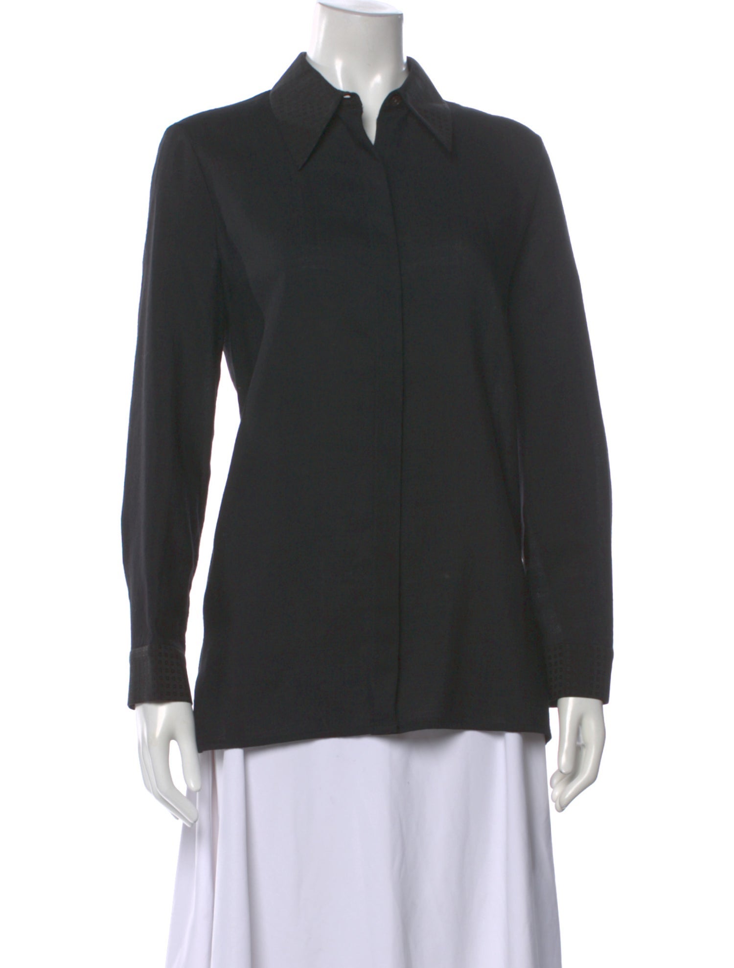 The Row Virgin Wool Long Sleeve Button-Up Top