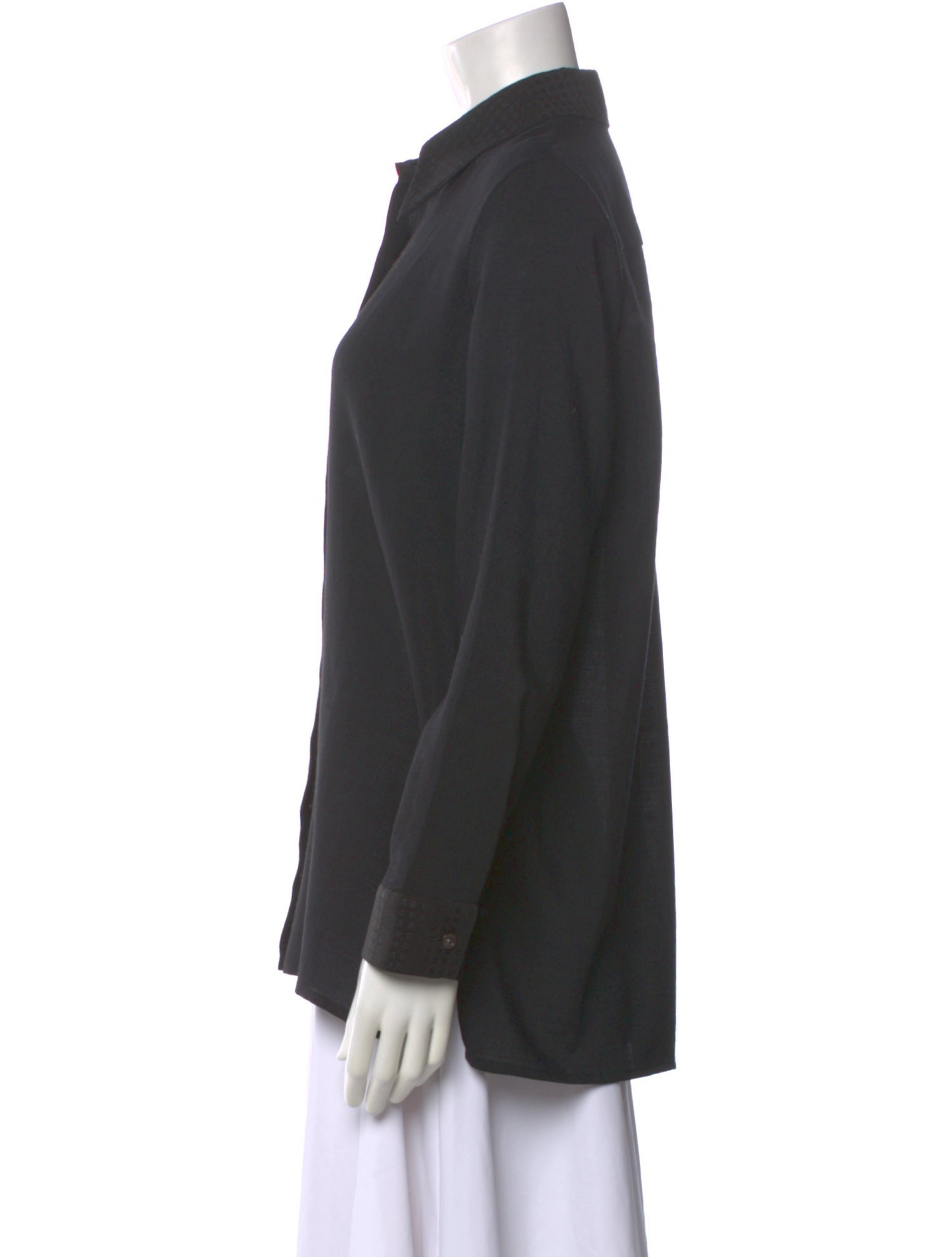 The Row Virgin Wool Long Sleeve Button-Up Top