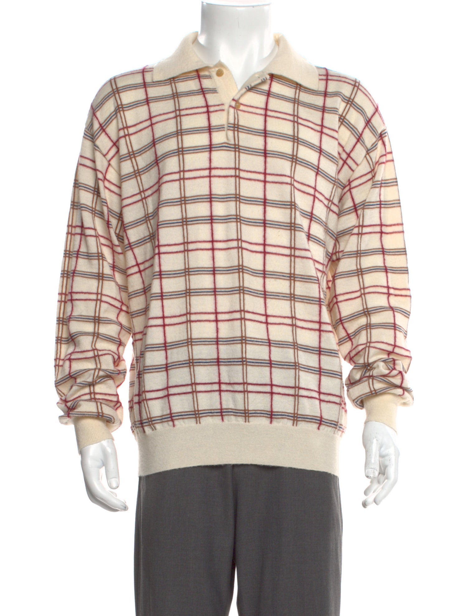 The Row Plaid Print Mock Neck Pullover