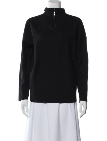 Pre-owned The Row Cashmere Mock Neck Sweater In Black