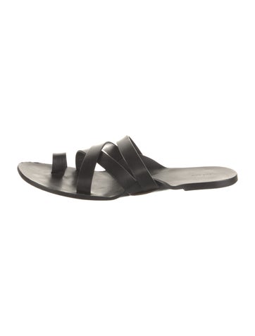 Pre-owned The Row Leather Slides In Black