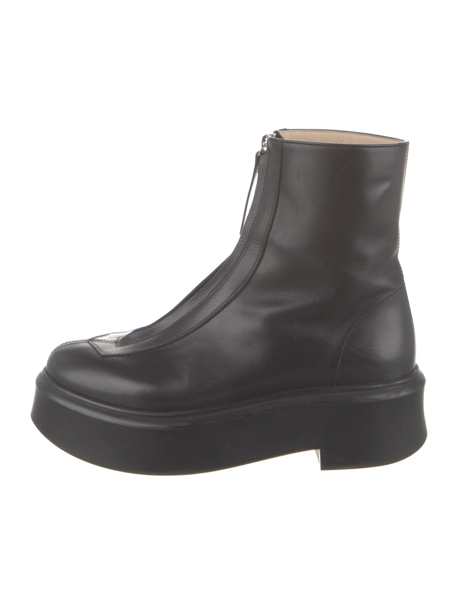 The Row Zipped I Leather Combat Boots