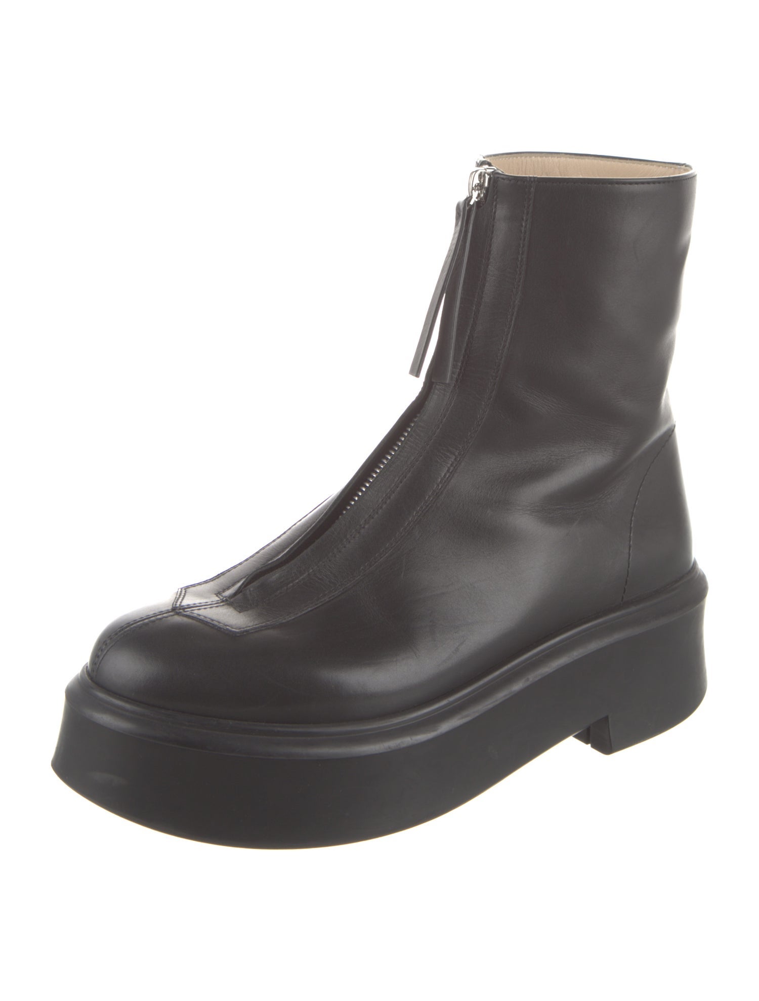 The Row Zipped I Leather Combat Boots