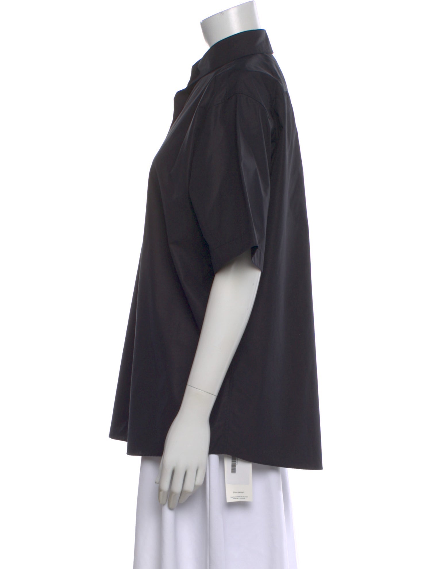 The Row 'Bec' Short Sleeve Button-Up Top - Black Tops, Clothing
