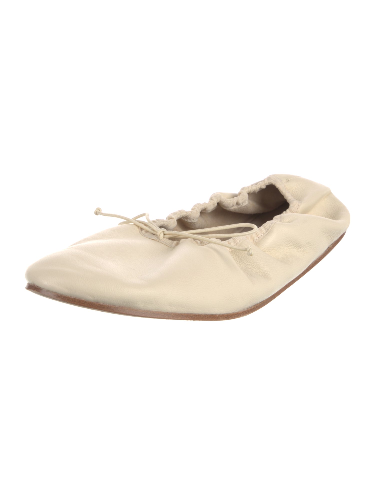 The Row Leather Pleated Accents Ballet Flats