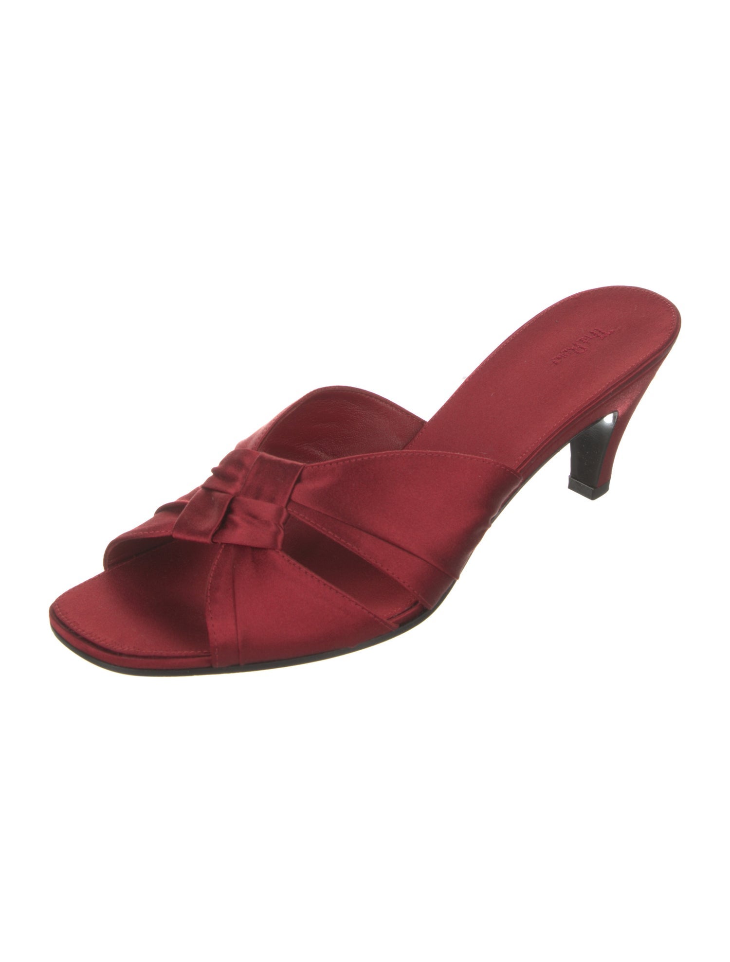 The Row Soft Knot Satin Slides