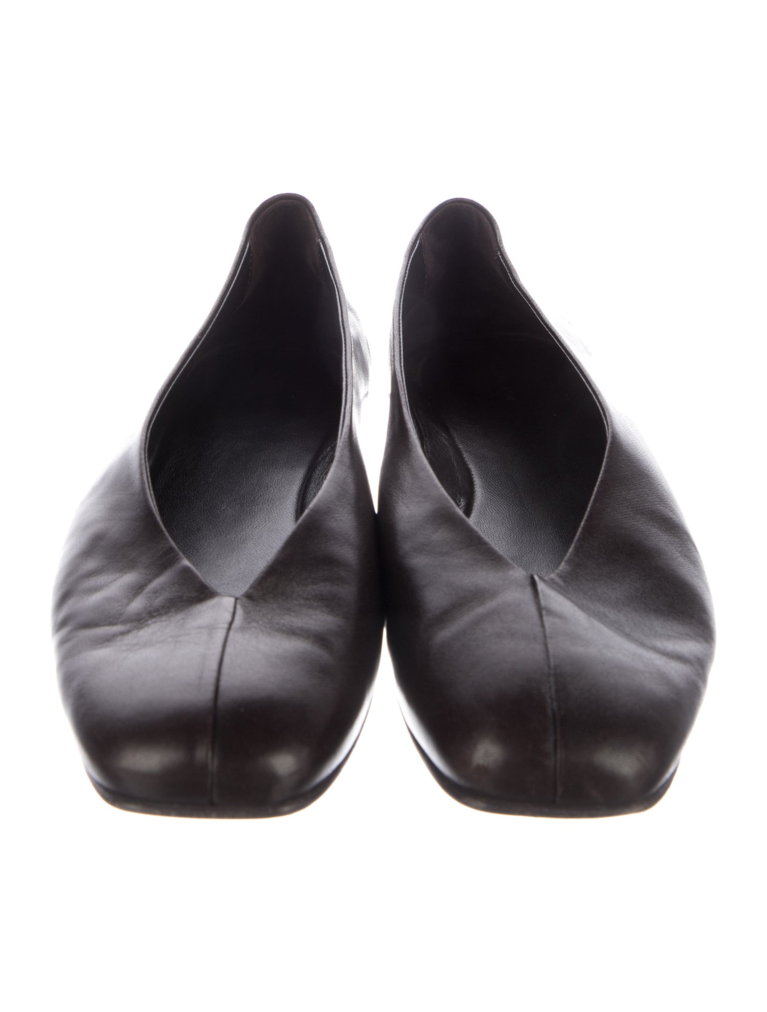 The Row Eva Two Leather Flats - Black Flats, Shoes - THR206752