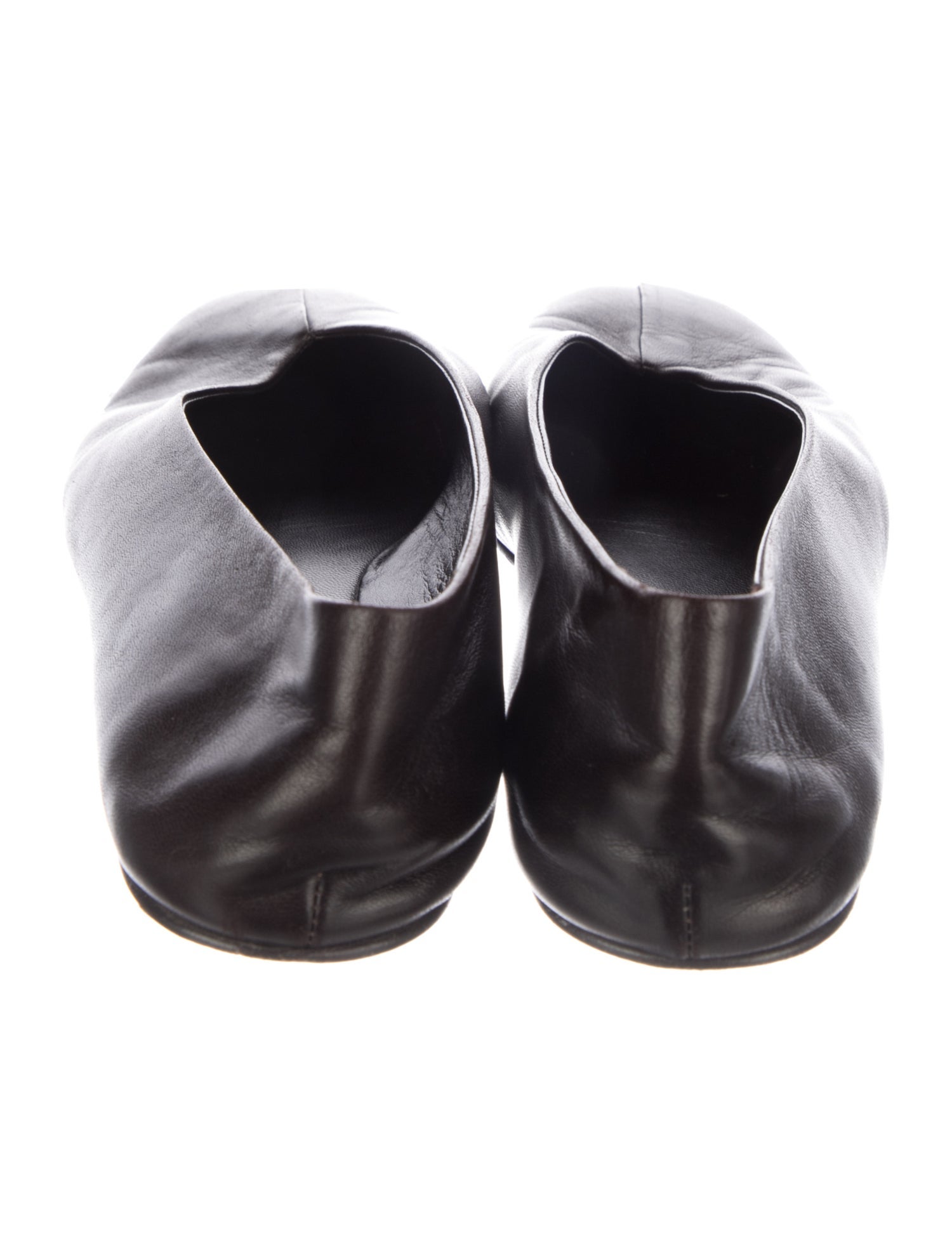 The Row Eva Two Leather Flats - Black Flats, Shoes - THR206752