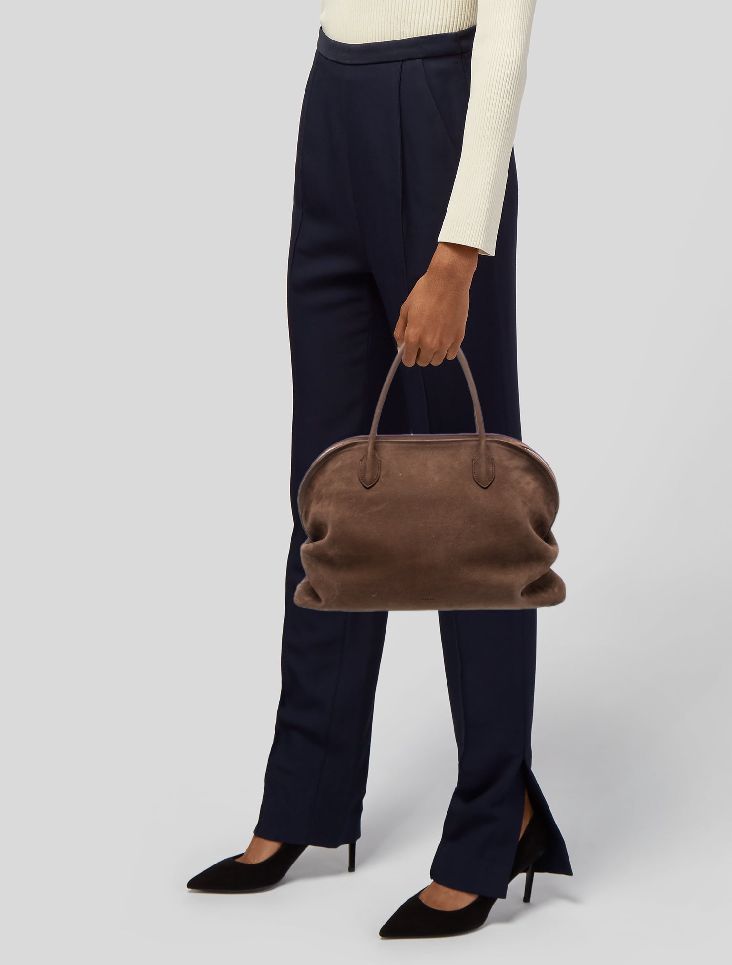 The Row Suede Top Handle Bag