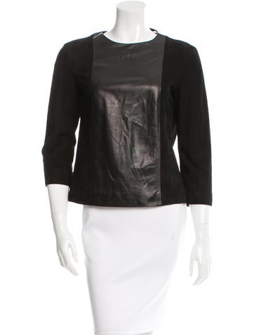 The Row Suede & Leather Scoop Neck Top w/ Tags