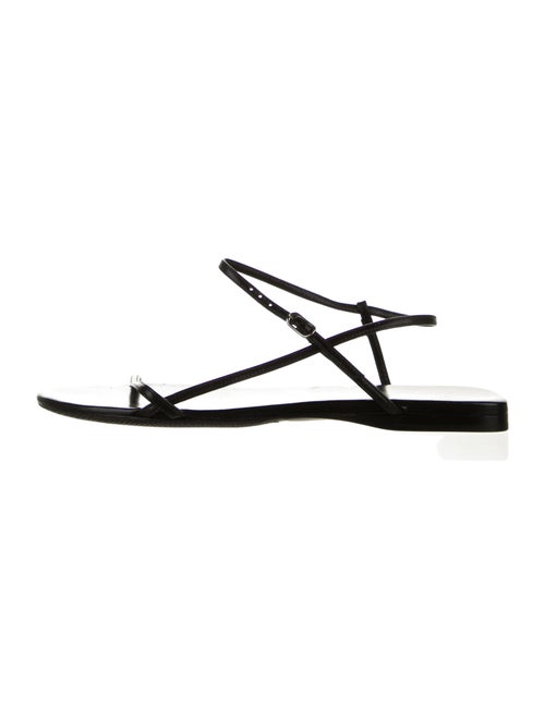 The Row Bare Leather Ankle Strap Sandals Black