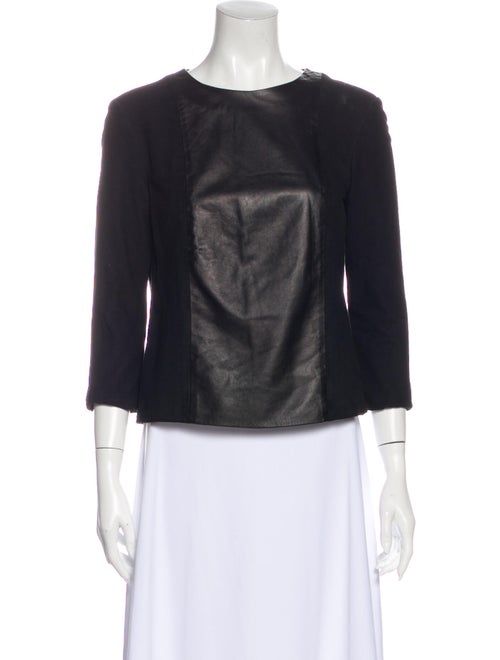 The Row Suede Scoop Neck Top Black