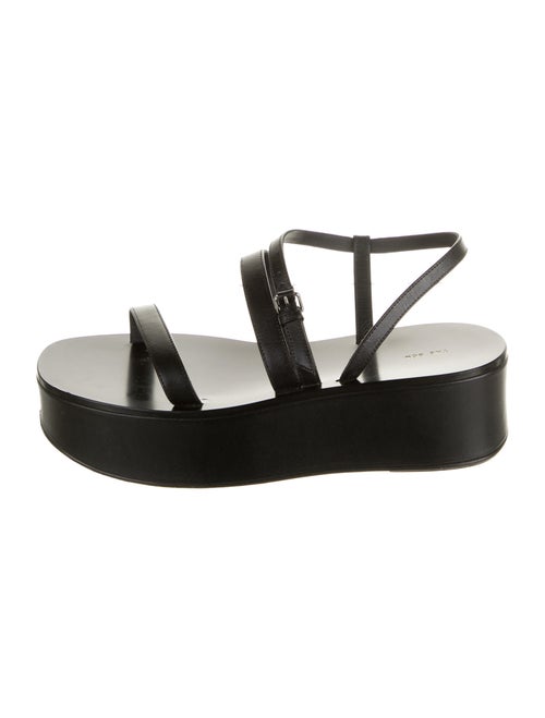 The Row Leather Slides Black