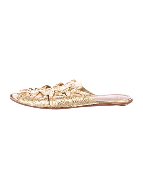 The Row Embossed Leather Sandals Gold