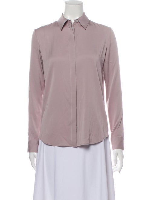 The Row Silk Long Sleeve Button-Up Top Purple