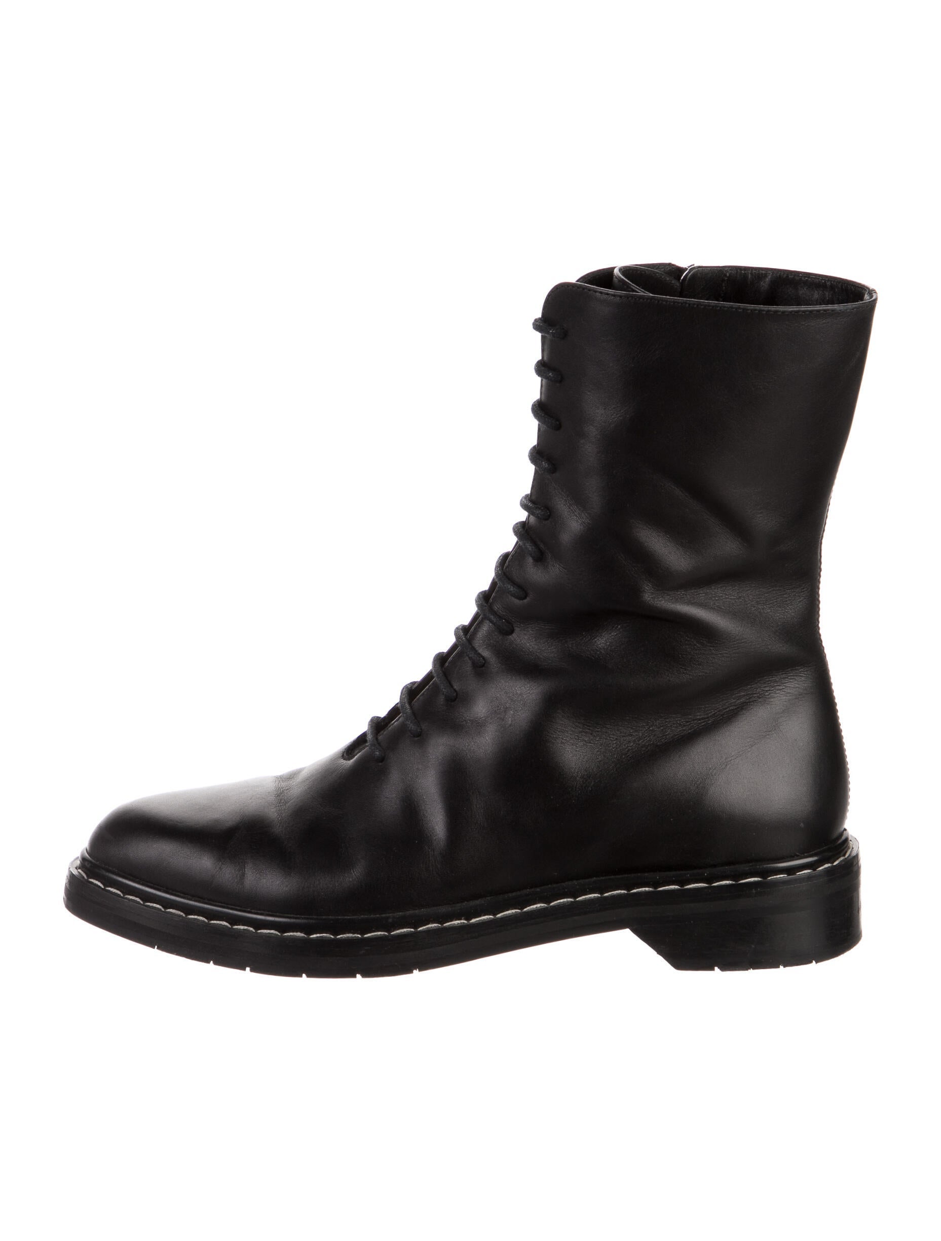 Row Combat Boots - Black Boots, Shoes 