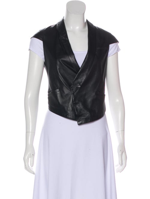 Thurley Leather Cropped Vest Black