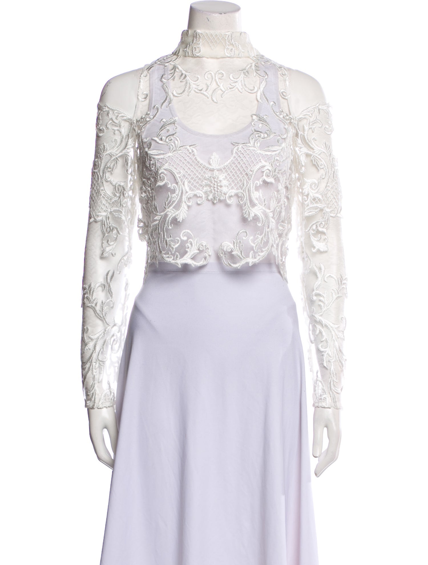 Thurley Nylon Lace Pattern Crop Top