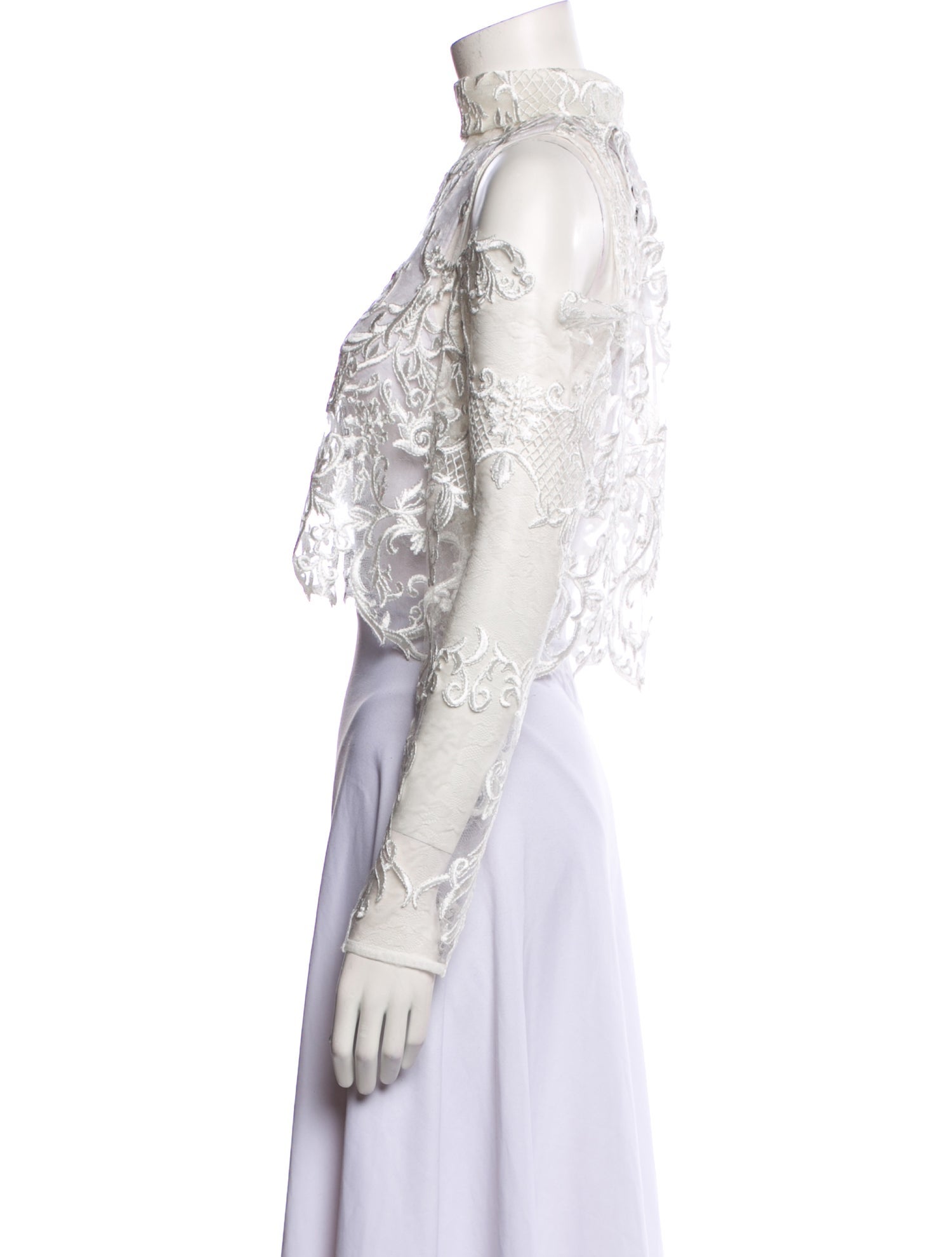 Thurley Nylon Lace Pattern Crop Top