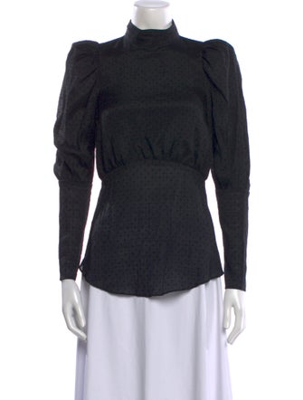 Thurley Mock Neck Long Sleeve Button-Up Top