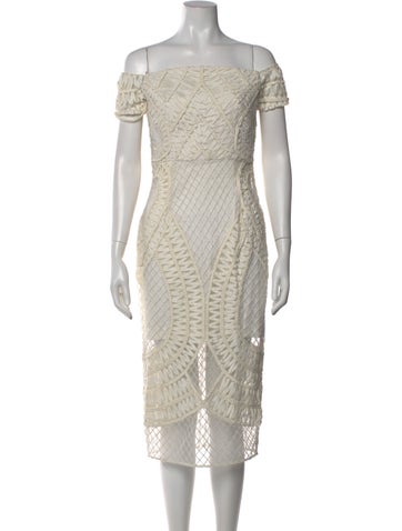 Pre-owned Thurley Nylon Midi Length Dress In Neutral