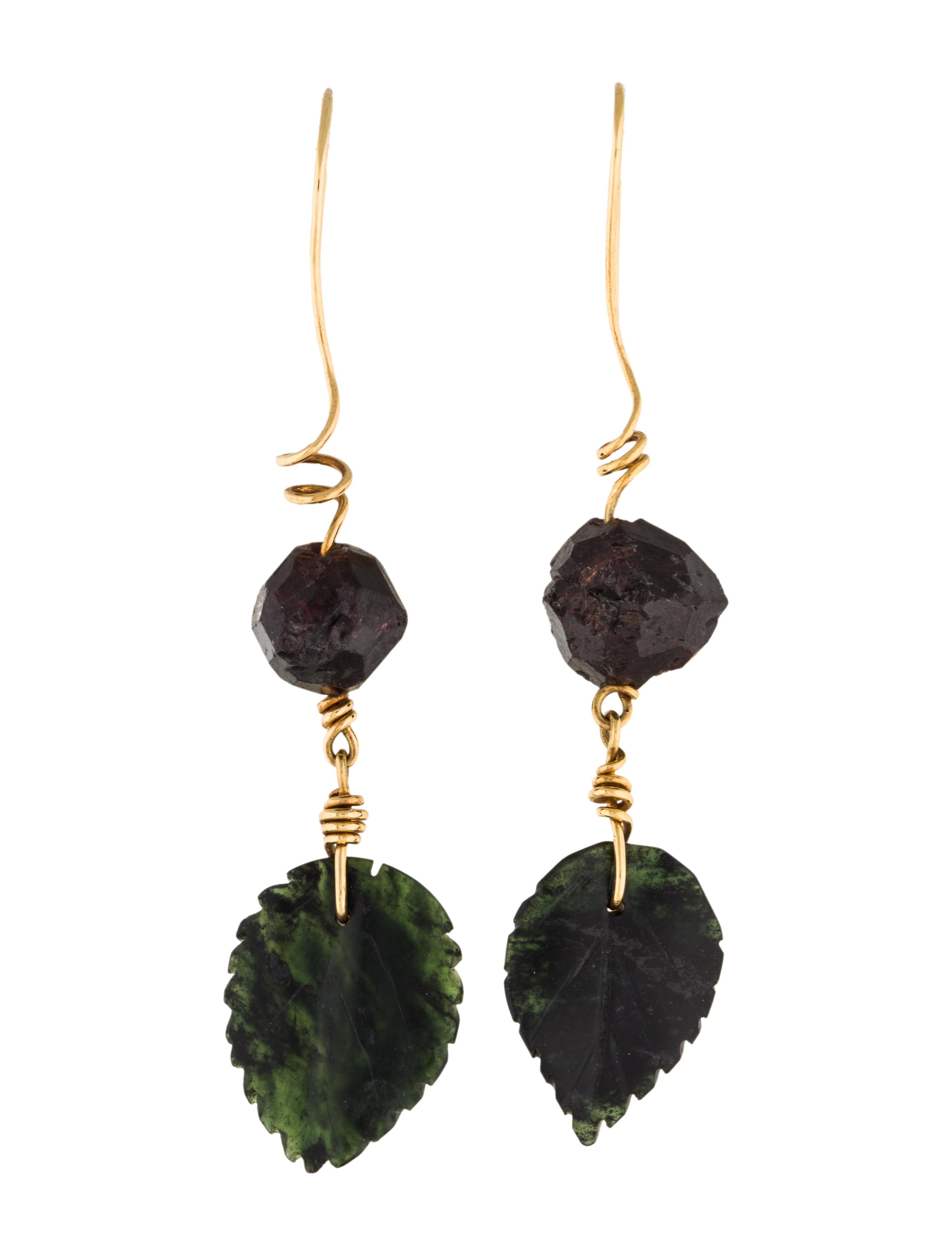 Tina Chow Garnet & Moss Agate Drop Earrings