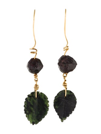 Tina Chow Garnet & Moss Agate Drop Earrings