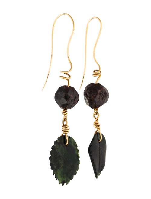 Tina Chow Garnet & Moss Agate Drop Earrings