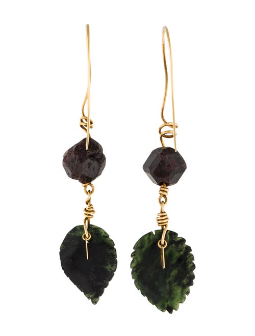 Tina Chow Garnet & Moss Agate Drop Earrings