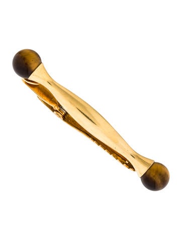 18K Tiger's Eye Quartz Tie Clip